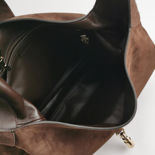 Gucci Jackie 1961 Large Dark Brown Suede Leather With Long Strap