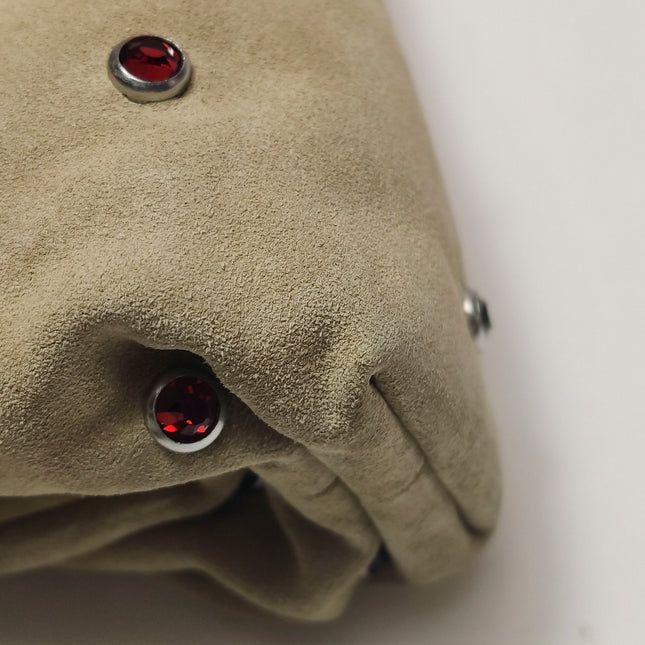 Bottega Veneta Pouch Mini Brown Suede with Multicolor Gems