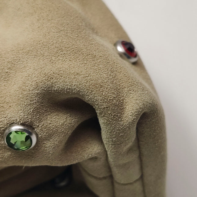 Bottega Veneta Pouch Mini Brown Suede with Multicolor Gems