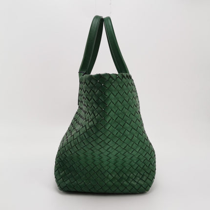 Bottega Veneta Cabat Tote Green Intreccio Leather 40cm