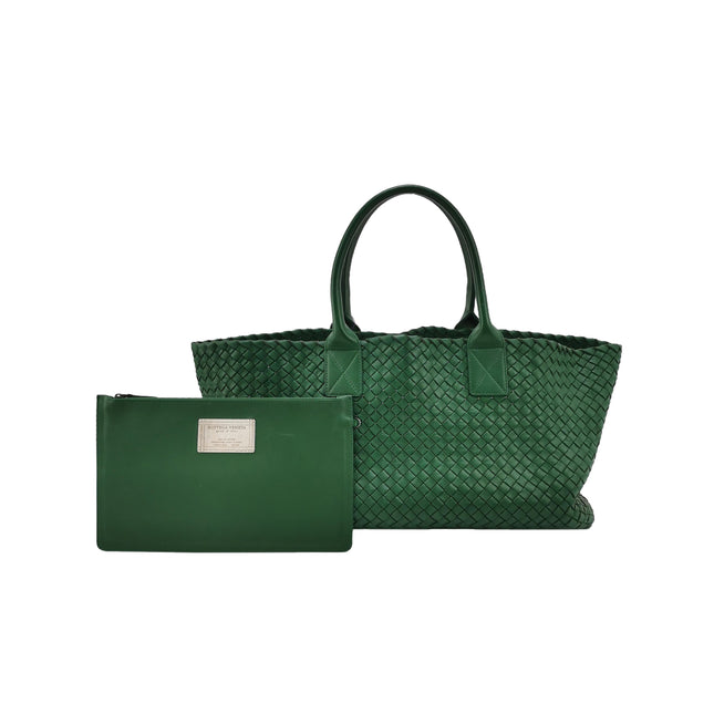 Bottega Veneta Cabat Tote Green Intreccio Leather 40cm-Luxbags