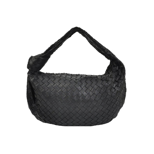 Bottega Veneta Jodie Small Black Lambskin Leather Silver Hardware