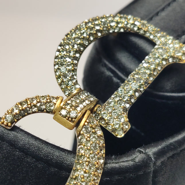 Dior Saddle Mini Silk Handbag Black with crystals