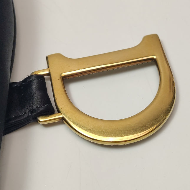 Dior Saddle Mini Silk Handbag Black with crystals