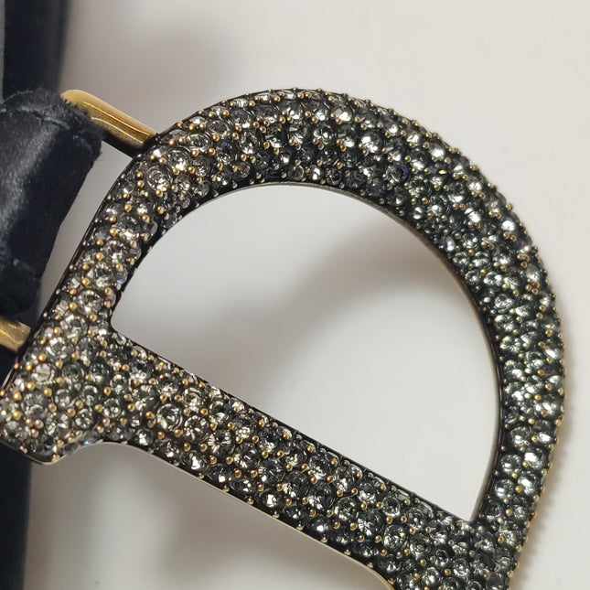 Dior Saddle Mini Silk Handbag Black with crystals