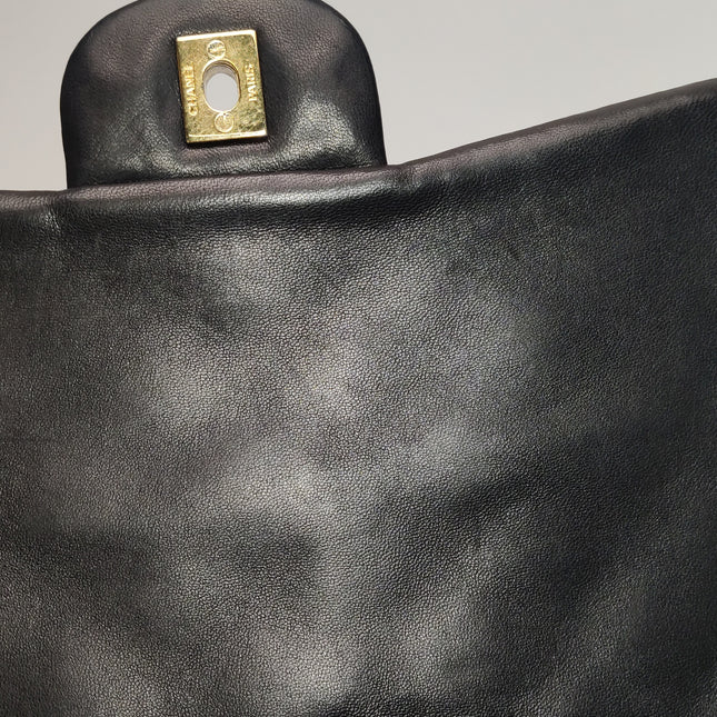 Chanel Classic Flap Jumbo Black Lambskin Leather Single Flap Gold Hardware 2010-11