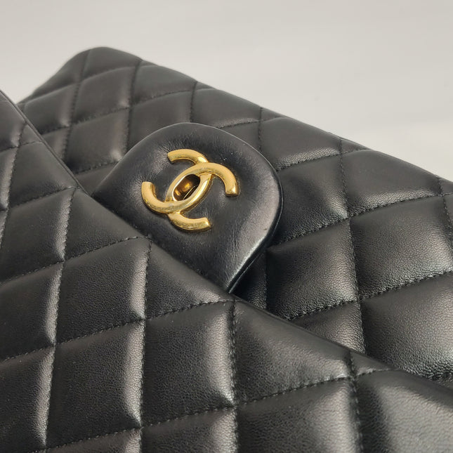 Chanel Classic Flap Jumbo Black Lambskin Leather Single Flap Gold Hardware 2010-11