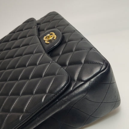 Chanel Classic Flap Jumbo Black Lambskin Leather Single Flap Gold Hardware 2010-11