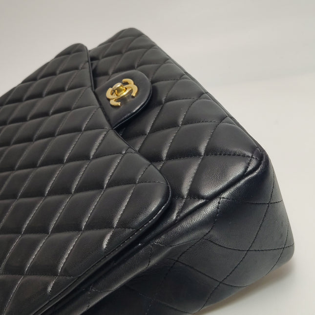 Chanel Classic Flap Jumbo Black Lambskin Leather Single Flap Gold Hardware 2010-11