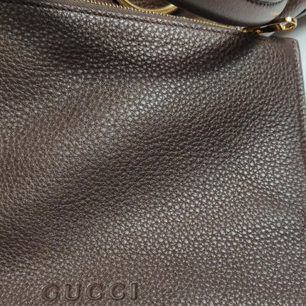 Gucci Softbit Maxi Shoulder Bag Dark Brown Calfskin Leather
