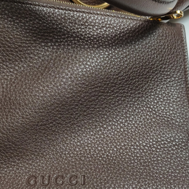 Gucci Softbit Maxi Shoulder Bag Dark Brown Calfskin Leather
