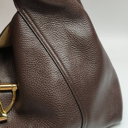 Gucci Softbit Maxi Shoulder Bag Dark Brown Calfskin Leather