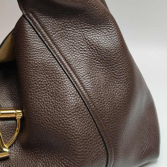 Gucci Softbit Maxi Shoulder Bag Dark Brown Calfskin Leather