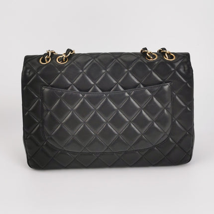 Chanel Classic Flap Jumbo Black Lambskin Leather Single Flap Gold Hardware 2010-11