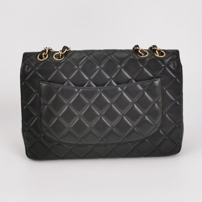 Chanel Classic Flap Jumbo Black Lambskin Leather Single Flap Gold Hardware 2010-11