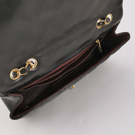Chanel Classic Flap Jumbo Black Lambskin Leather Single Flap Gold Hardware 2010-11