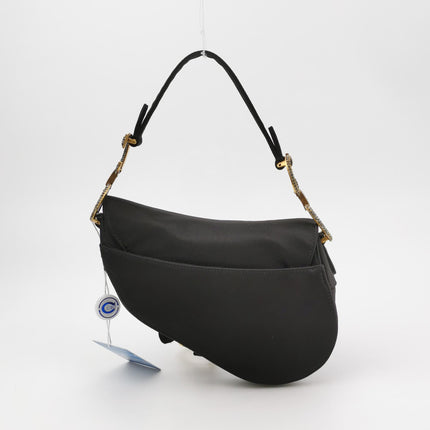 Dior Saddle Mini Silk Handbag Black with crystals