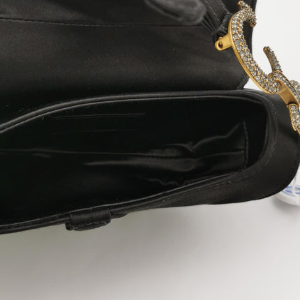 Dior Saddle Mini Silk Handbag Black with crystals