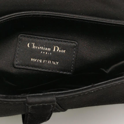 Dior Saddle Mini Silk Handbag Black with crystals