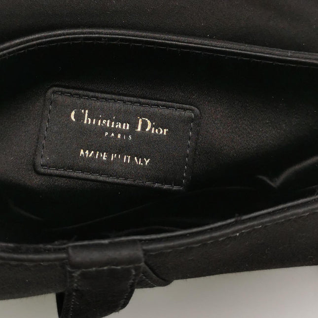 Dior Saddle Mini Silk Handbag Black with crystals