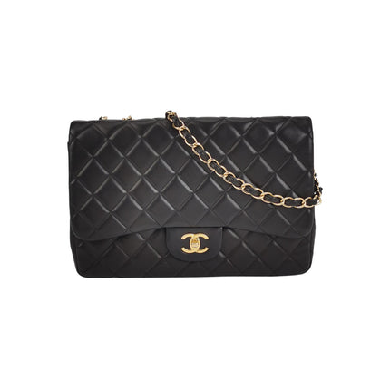Chanel Classic Flap Jumbo Black Lambskin Leather Single Flap Gold Hardware 2010-11-Luxbags