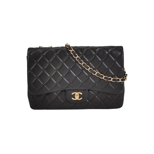 Chanel Classic Flap Jumbo Black Lambskin Leather Single Flap Gold Hardware 2010-11-Luxbags