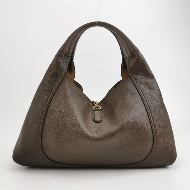 Gucci Softbit Maxi Shoulder Bag Dark Brown Calfskin Leather