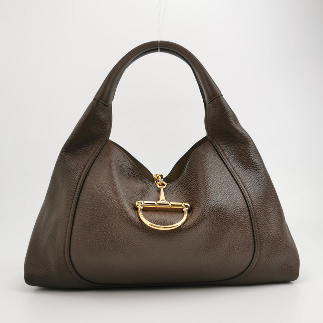 Gucci Softbit Maxi Shoulder Bag Dark Brown Calfskin Leather