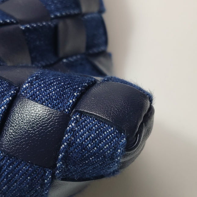 Bottega Veneta Hop Large Leather and Denim Intrecciato Navy Hobo Bag 55cm
