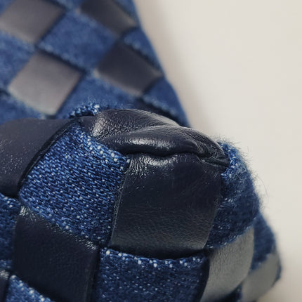Bottega Veneta Hop Large Leather and Denim Intrecciato Navy Hobo Bag 55cm