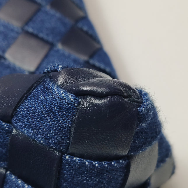 Bottega Veneta Hop Large Leather and Denim Intrecciato Navy Hobo Bag 55cm
