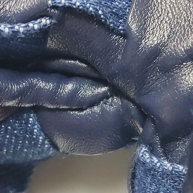 Bottega Veneta Hop Large Leather and Denim Intrecciato Navy Hobo Bag 55cm