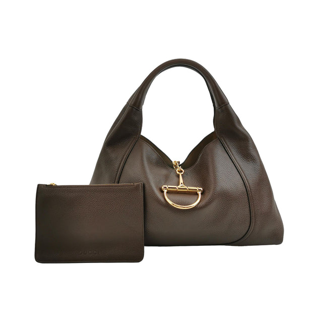 Gucci Softbit Maxi Shoulder Bag Dark Brown Calfskin Leather-Luxbags