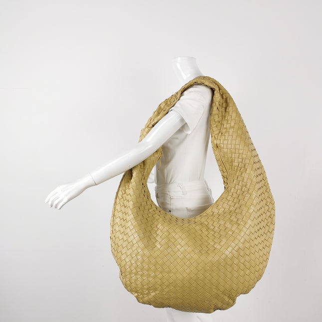 Bottega Veneta Jodie Maxi Lambskin Leather Beige Oats 70cm