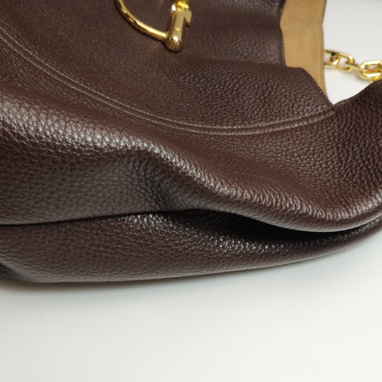 Gucci Softbit Maxi Shoulder Bag Dark Brown Calfskin Leather