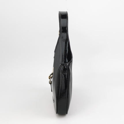Gucci Jackie 1961 Small Black Patent Leather Shoulder Bag S24