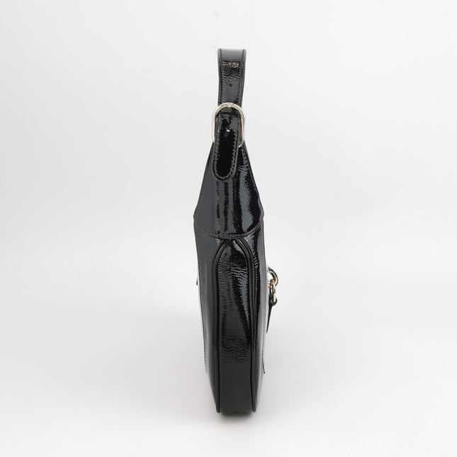 Gucci Jackie 1961 Small Black Patent Leather Shoulder Bag S24
