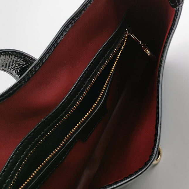 Gucci Jackie 1961 Small Black Patent Leather Shoulder Bag S24