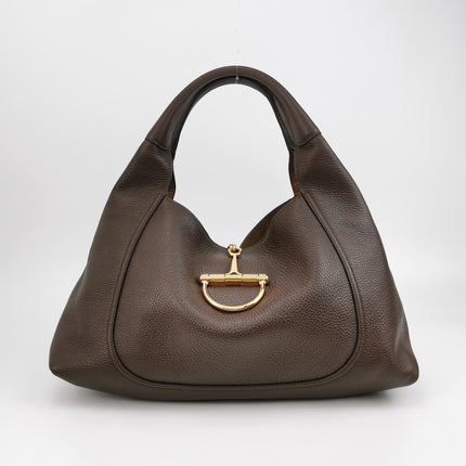 Gucci Softbit Maxi Shoulder Bag Dark Brown Calfskin Leather