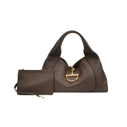 Gucci Softbit Maxi Shoulder Bag Dark Brown Calfskin Leather