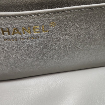 Chanel Classic Flap Rectangulaire Mini Cuir d'Agneau Gris Métal Doré Puce