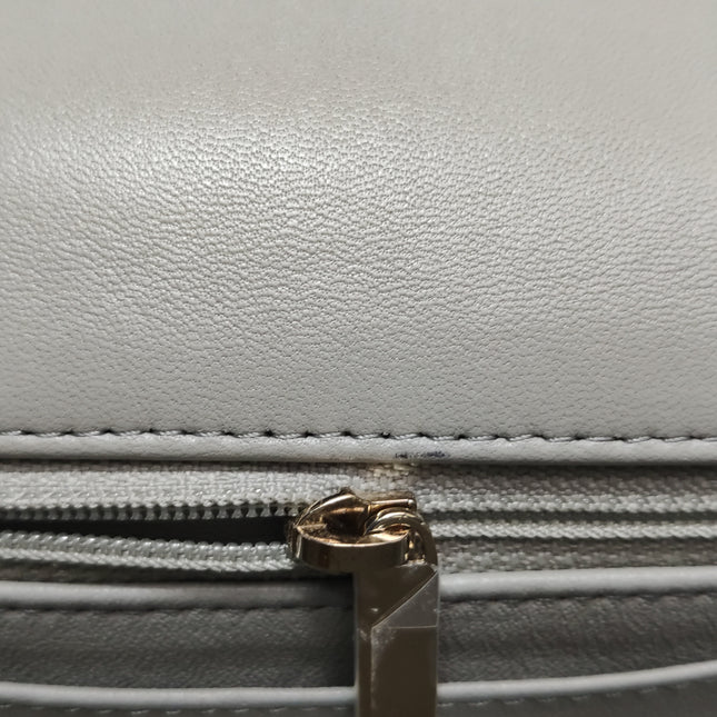 Chanel Classic Flap Rectangular Mini Grey Lambskin Leather Gold Hardware Microchip