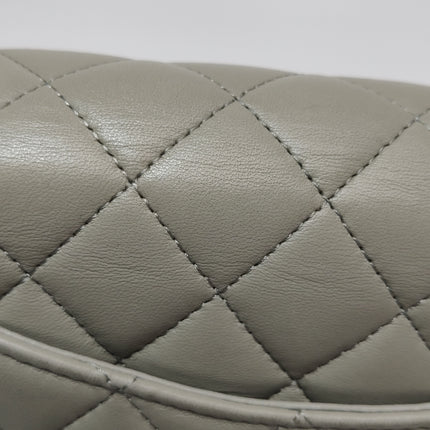 Chanel Classic Flap Rectangulaire Mini Cuir d'Agneau Gris Métal Doré Puce