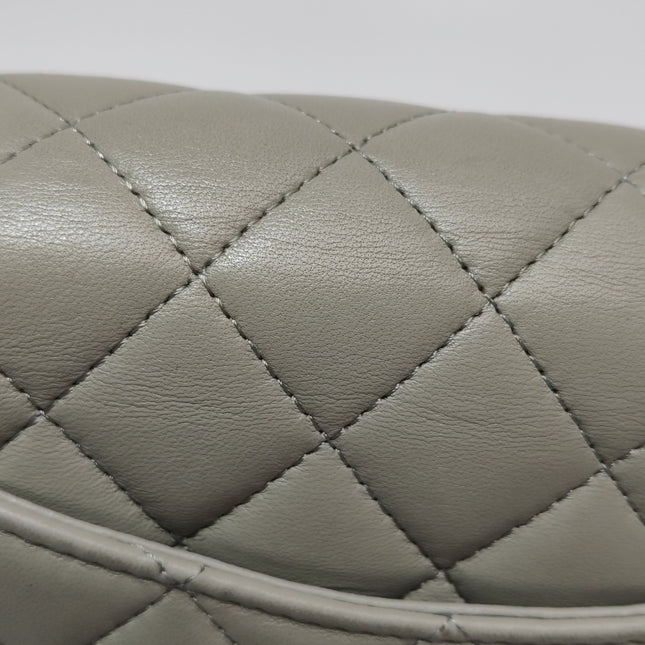 Chanel Classic Flap Rectangular Mini Grey Lambskin Leather Gold Hardware Microchip