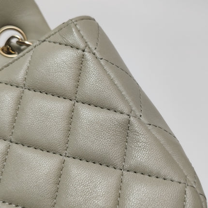 Chanel Classic Flap Rectangulaire Mini Cuir d'Agneau Gris Métal Doré Puce