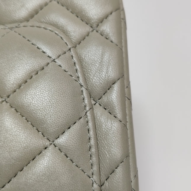 Chanel Classic Flap Rectangular Mini Grey Lambskin Leather Gold Hardware Microchip