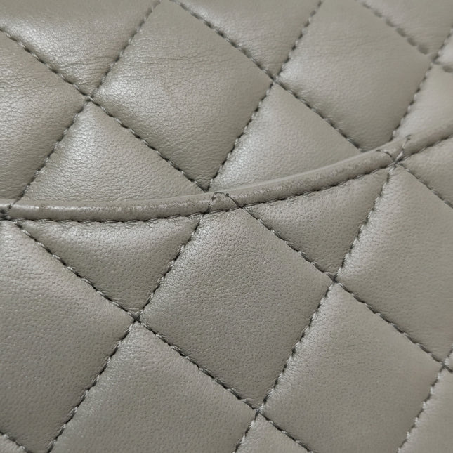 Chanel Classic Flap Rectangular Mini Grey Lambskin Leather Gold Hardware Microchip