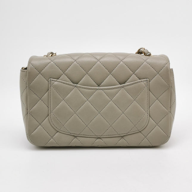 Chanel Classic Flap Rectangular Mini Grey Lambskin Leather Gold Hardware Microchip