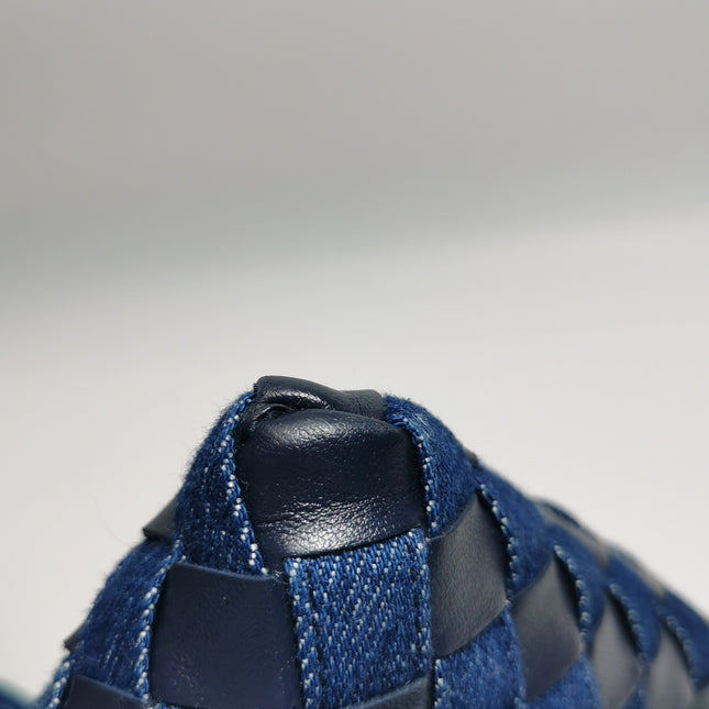 Bottega Veneta Hop Large Leather and Denim Intrecciato Navy Hobo Bag 55cm
