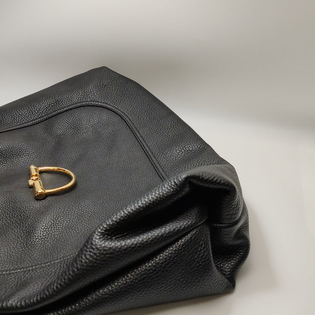 Gucci Softbit Maxi Shoulder Bag Black Calfskin Leather